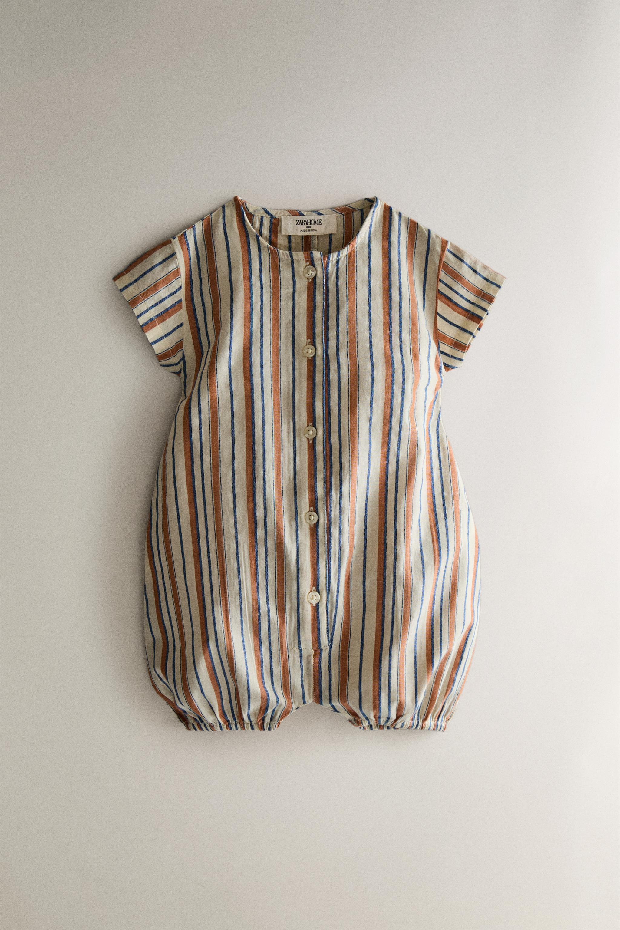 BABY STRIPED FOOTED ROMPER